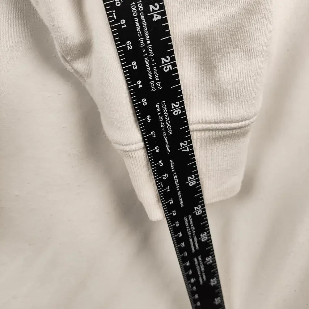 Hollister Hoodie Mens Large White Cooling Relaxed Fit Pullover Fleece Sweatshirt